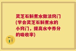 灵芝石斛煮水做法窍门(学会灵芝石斛煮水的小窍门，提高水中养分的吸收率)