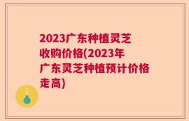 2023广东种植灵芝收购价格(2023年广东灵芝种植预计价格走高)