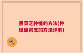黑灵芝种植的方法(种植黑灵芝的方法详解)