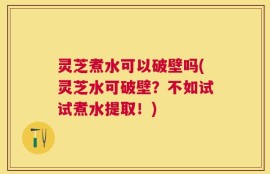 灵芝煮水可以破壁吗(灵芝水可破壁？不如试试煮水提取！)
