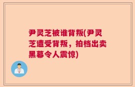 尹灵芝被谁背叛(尹灵芝遭受背叛，拍档出卖黑幕令人震惊)