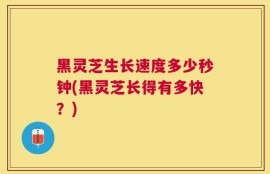黑灵芝生长速度多少秒钟(黑灵芝长得有多快？)