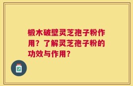 椴木破壁灵芝孢子粉作用？了解灵芝孢子粉的功效与作用？