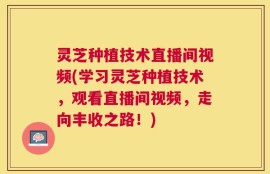 灵芝种植技术直播间视频(学习灵芝种植技术，观看直播间视频，走向丰收之路！)
