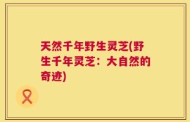 天然千年野生灵芝(野生千年灵芝：大自然的奇迹)