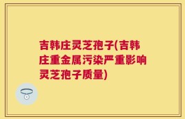 吉韩庄灵芝孢子(吉韩庄重金属污染严重影响灵芝孢子质量)