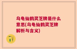 乌龟仙鹤灵芝牌是什么意思(乌龟仙鹤灵芝牌解析与含义)
