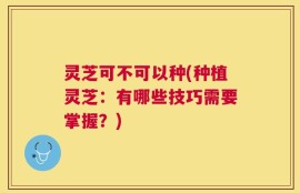 灵芝可不可以种(种植灵芝：有哪些技巧需要掌握？)