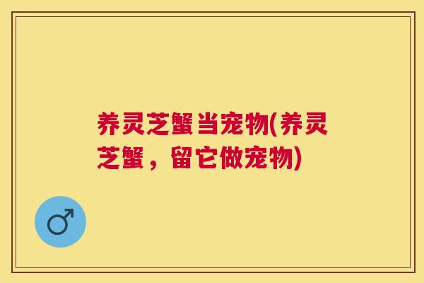 养灵芝蟹当宠物(养灵芝蟹,留它做宠物) 养灵芝蟹当宠物(养灵芝蟹,留它做宠物)