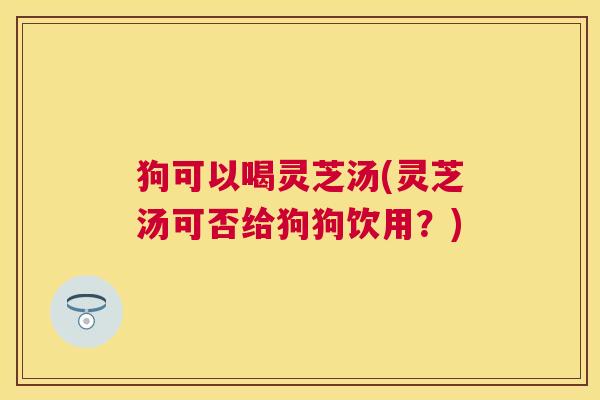 狗可以喝灵芝汤(灵芝汤可否给狗狗饮用？)