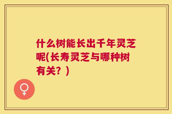什么树能长出千年灵芝呢(长寿灵芝与哪种树有关?) 什么树能长出千年灵芝呢(长寿灵芝与哪种树有关?)