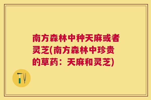 南方森林中种天麻或者灵芝(南方森林中珍贵的草药:天麻和灵芝) 南方森林中种天麻或者灵芝(南方森林中珍贵的草药:天麻和灵芝)