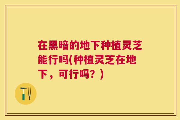 在黑暗的地下种植灵芝能行吗(种植灵芝在地下,可行吗?) 在黑暗的地下种植灵芝能行吗(种植灵芝在地下,可行吗?)
