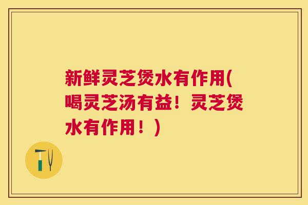 新鲜灵芝煲水有作用(喝灵芝汤有益!灵芝煲水有作用!) 新鲜灵芝煲水有作用(喝灵芝汤有益!灵芝煲水有作用!)