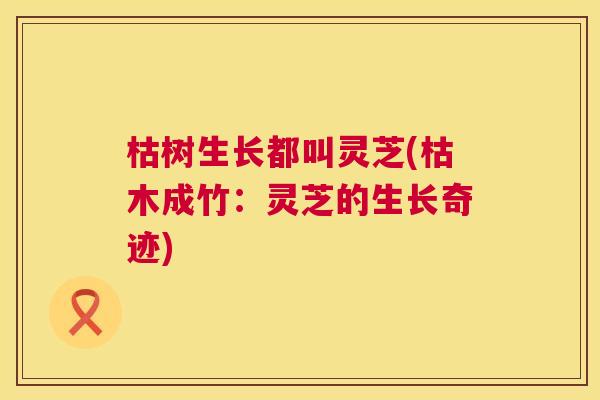 枯树生长都叫灵芝(枯木成竹:灵芝的生长奇迹) 枯树生长都叫灵芝(枯木成竹:灵芝的生长奇迹)