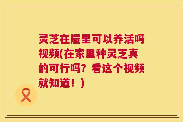 灵芝在屋里可以养活吗视频(在家里种灵芝真的可行吗?看这个视频就知道!) 灵芝在屋里可以养活吗视频(在家里种灵芝真的可行吗?看这个视频就知道!)