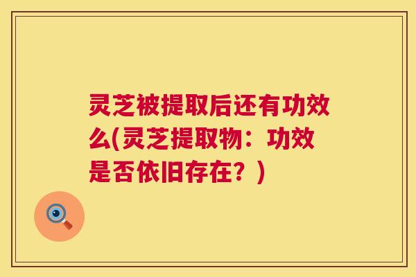 灵芝被提取后还有功效么(灵芝提取物:功效是否依旧存在?) 灵芝被提取后还有功效么(灵芝提取物:功效是否依旧存在?)