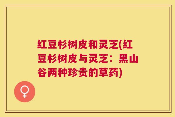 红豆杉树皮和灵芝(红豆杉树皮与灵芝:黑山谷两种珍贵的草药) 红豆杉树皮和灵芝(红豆杉树皮与灵芝:黑山谷两种珍贵的草药)