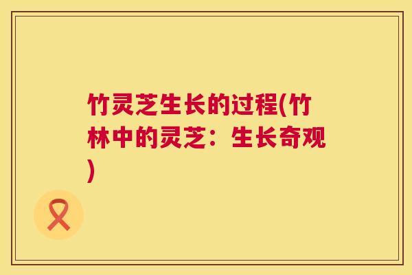 竹灵芝生长的过程(竹林中的灵芝:生长奇观) 竹灵芝生长的过程(竹林中的灵芝:生长奇观)