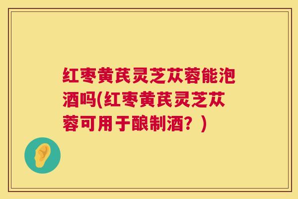 红枣黄芪灵芝苁蓉能泡酒吗(红枣黄芪灵芝苁蓉可用于酿制酒?) 红枣黄芪灵芝苁蓉能泡酒吗(红枣黄芪灵芝苁蓉可用于酿制酒?)