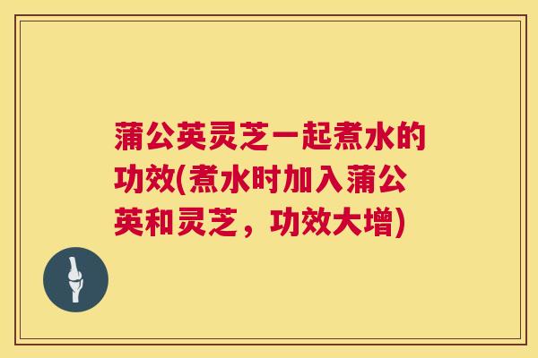 蒲公英灵芝一起煮水的功效(煮水时加入蒲公英和灵芝,功效大增) 蒲公英灵芝一起煮水的功效(煮水时加入蒲公英和灵芝,功效大增)