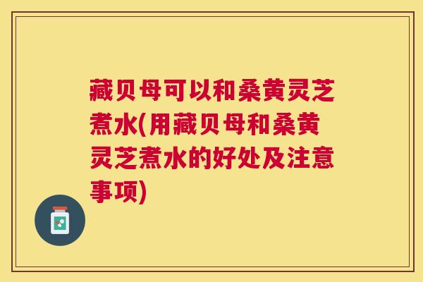 藏贝母可以和桑黄灵芝煮水(用藏贝母和桑黄灵芝煮水的好处及注意事项) 藏贝母可以和桑黄灵芝煮水(用藏贝母和桑黄灵芝煮水的好处及注意事项)