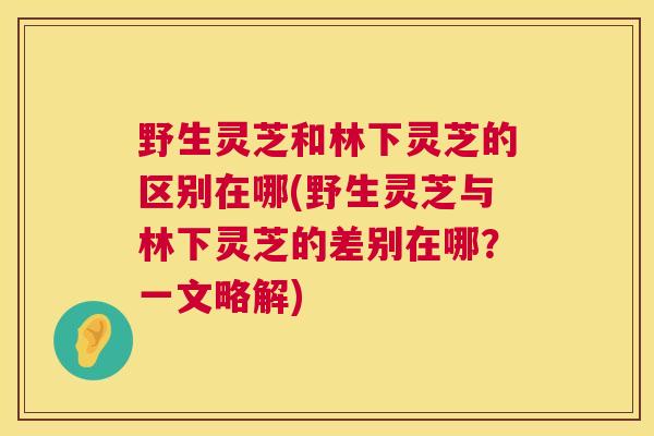 野生灵芝和林下灵芝的区别在哪(野生灵芝与林下灵芝的差别在哪?一文略解) 野生灵芝和林下灵芝的区别在哪(野生灵芝与林下灵芝的差别在哪?一文略解)