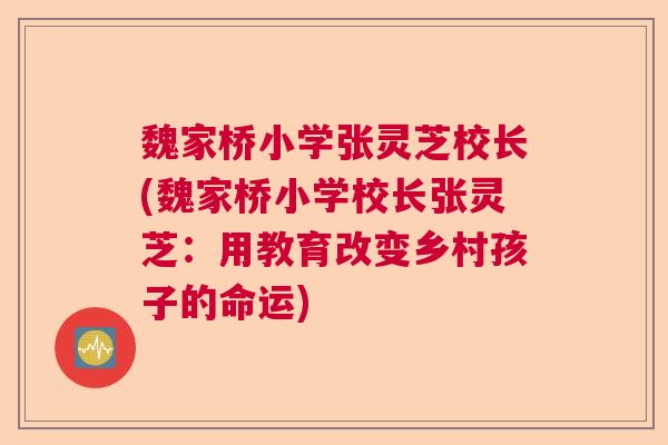 魏家桥小学张灵芝校长(魏家桥小学校长张灵芝:用教育改变乡村孩子的命运) 魏家桥小学张灵芝校长(魏家桥小学校长张灵芝:用教育改变乡村孩子的命运)