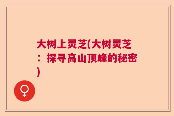 大树上灵芝(大树灵芝:探寻高山顶峰的秘密) 大树上灵芝(大树灵芝:探寻高山顶峰的秘密)