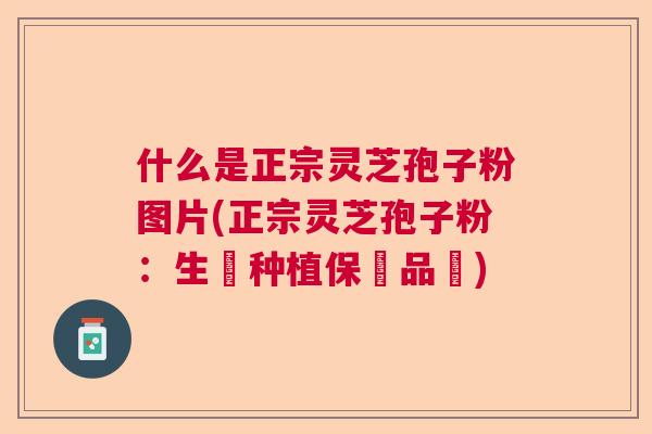 什么是正宗灵芝孢子粉图片(正宗灵芝孢子粉:生態种植保證品質) 什么是正宗灵芝孢子粉图片(正宗灵芝孢子粉:生態种植保證品質)