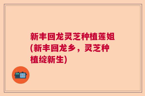新丰回龙灵芝种植莲姐(新丰回龙乡,灵芝种植绽新生) 新丰回龙灵芝种植莲姐(新丰回龙乡,灵芝种植绽新生)