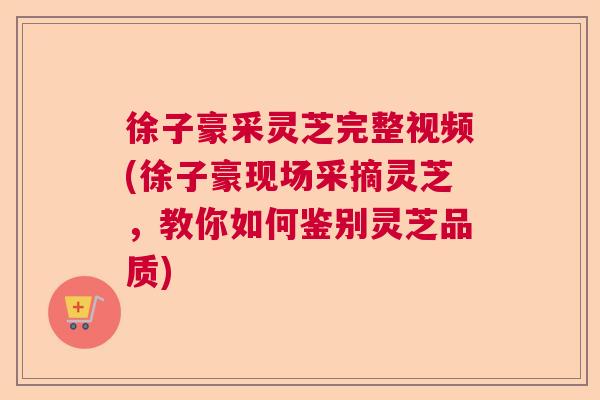 徐子豪采灵芝完整视频(徐子豪现场采摘灵芝,教你如何鉴别灵芝品质) 徐子豪采灵芝完整视频(徐子豪现场采摘灵芝,教你如何鉴别灵芝品质)