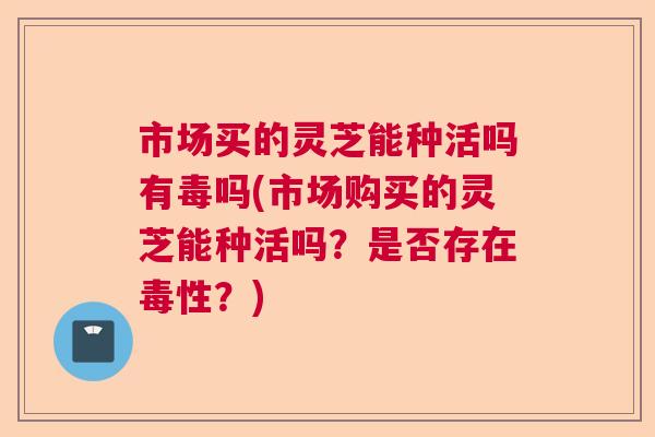 市场买的灵芝能种活吗有毒吗(市场购买的灵芝能种活吗?是否存在毒性?) 市场买的灵芝能种活吗有毒吗(市场购买的灵芝能种活吗?是否存在毒性?)