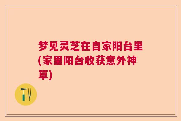 梦见灵芝在自家阳台里(家里阳台收获意外神草) 梦见灵芝在自家阳台里(家里阳台收获意外神草)