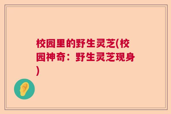 校园里的野生灵芝(校园神奇:野生灵芝现身) 校园里的野生灵芝(校园神奇:野生灵芝现身)