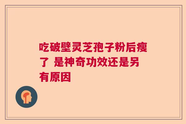 吃破壁灵芝孢子粉后瘦了 是神奇功效还是另有原因 吃破壁灵芝孢子粉后瘦了 是神奇功效还是另有原因
