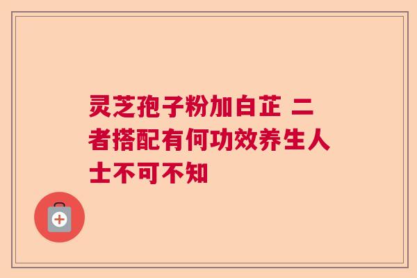 灵芝孢子粉加白芷 二者搭配有何功效养生人士不可不知 灵芝孢子粉加白芷 二者搭配有何功效养生人士不可不知