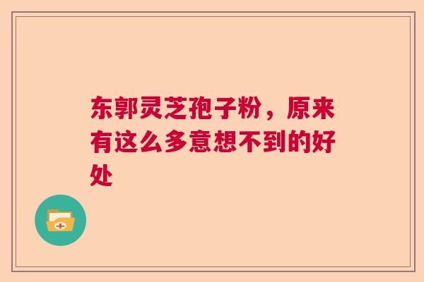 东郭灵芝孢子粉,原来有这么多意想不到的好处 东郭灵芝孢子粉,原来有这么多意想不到的好处