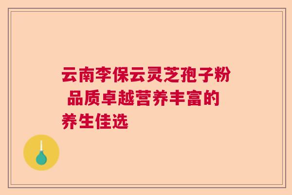 云南李保云灵芝孢子粉 品质卓越营养丰富的养生佳选 云南李保云灵芝孢子粉 品质卓越营养丰富的养生佳选