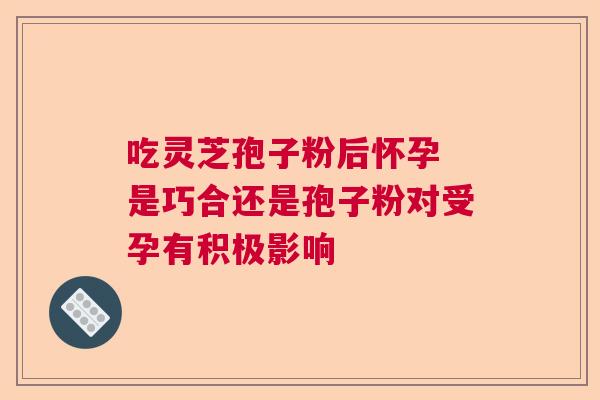 吃灵芝孢子粉后怀孕 是巧合还是孢子粉对受孕有积极影响 吃灵芝孢子粉后怀孕 是巧合还是孢子粉对受孕有积极影响