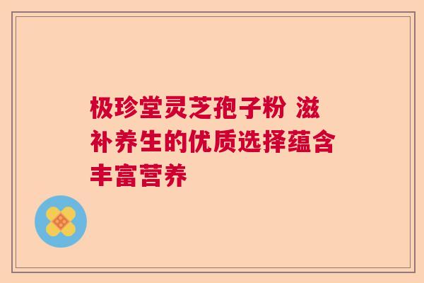 极珍堂灵芝孢子粉 滋补养生的优质选择蕴含丰富营养 极珍堂灵芝孢子粉 滋补养生的优质选择蕴含丰富营养